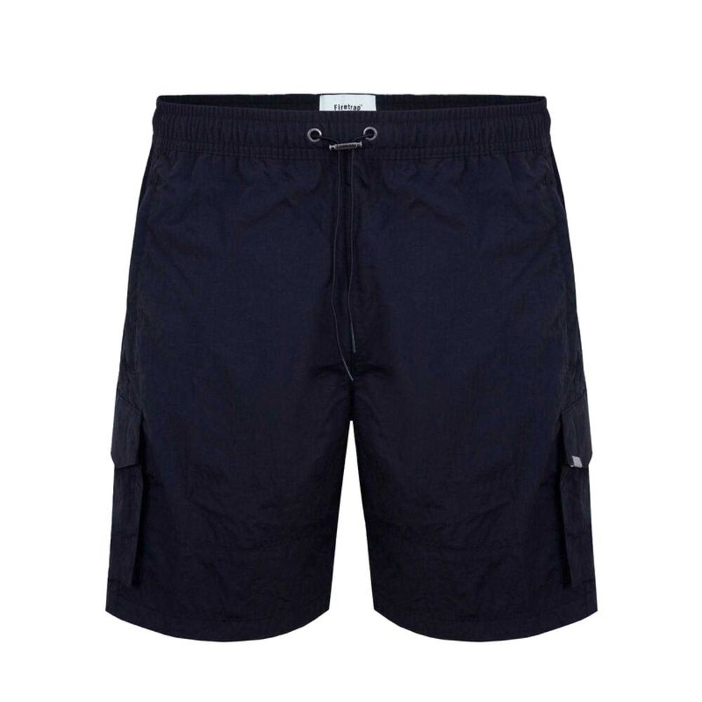 Firetrap Mens Elasticated Waist Cargo Shorts / Black